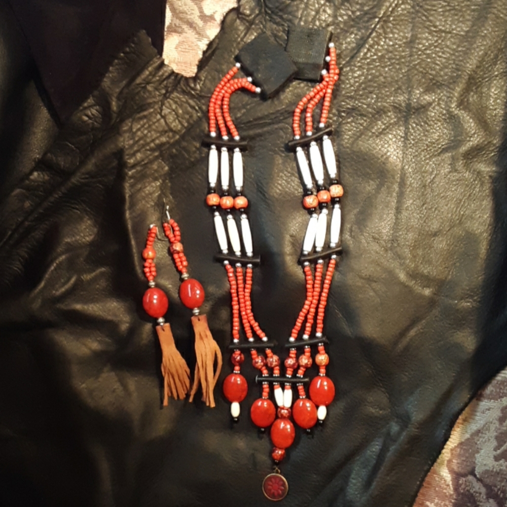 Tribal necklace and earrings